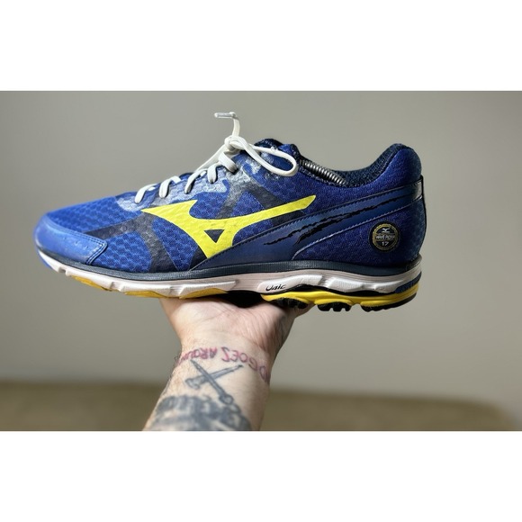 Mizuno Wave Rider 17 Men's 12 Blue/yellow/white - Picture 6 of 12